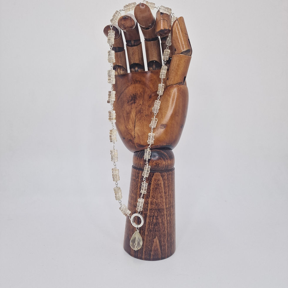 Thumbnail: Handmade Citrine and silver link necklace with Lemon quartz charm