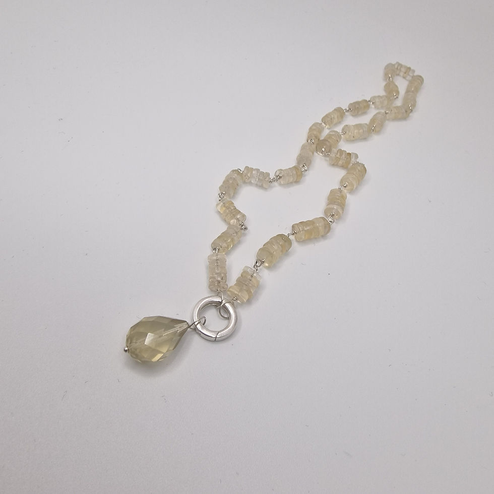 Thumbnail: Handmade Citrine and silver link necklace with Lemon quartz charm