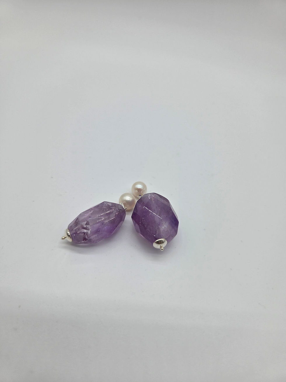Thumbnail: Amethyst & Pearl stud earrings