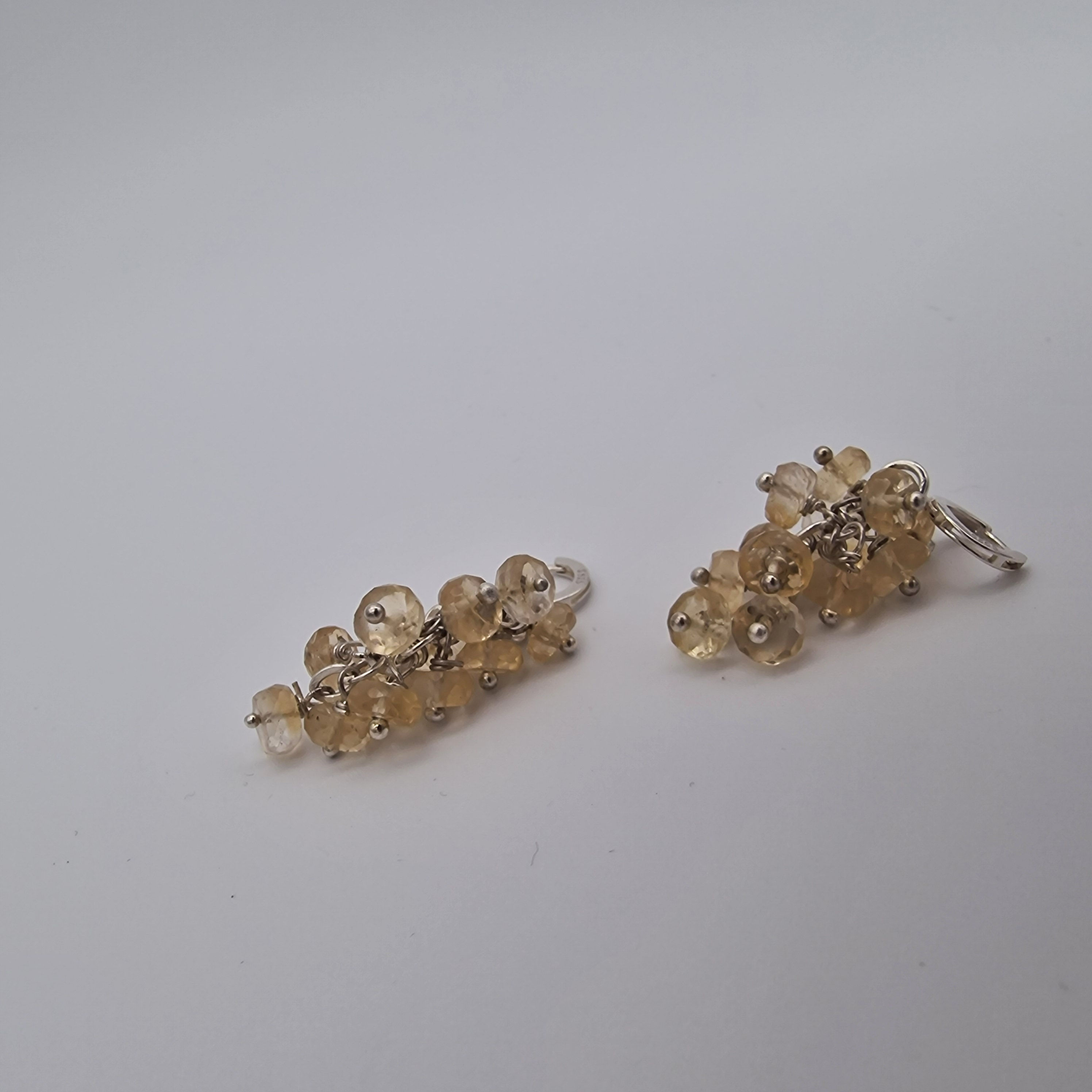 Sterling silver Citrine cluster hoop earrings