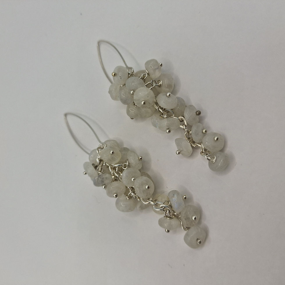 Thumbnail: Moonstone cluster sterling silver earings