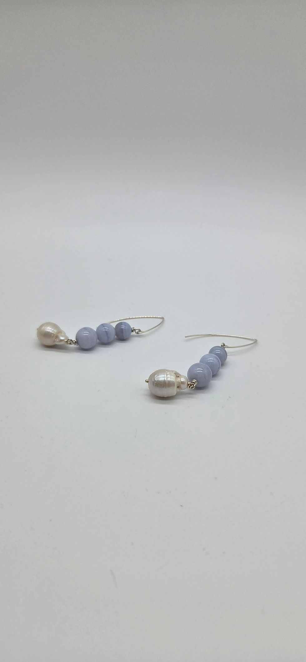 Thumbnail: Blue lace Agate sterling silver earrings