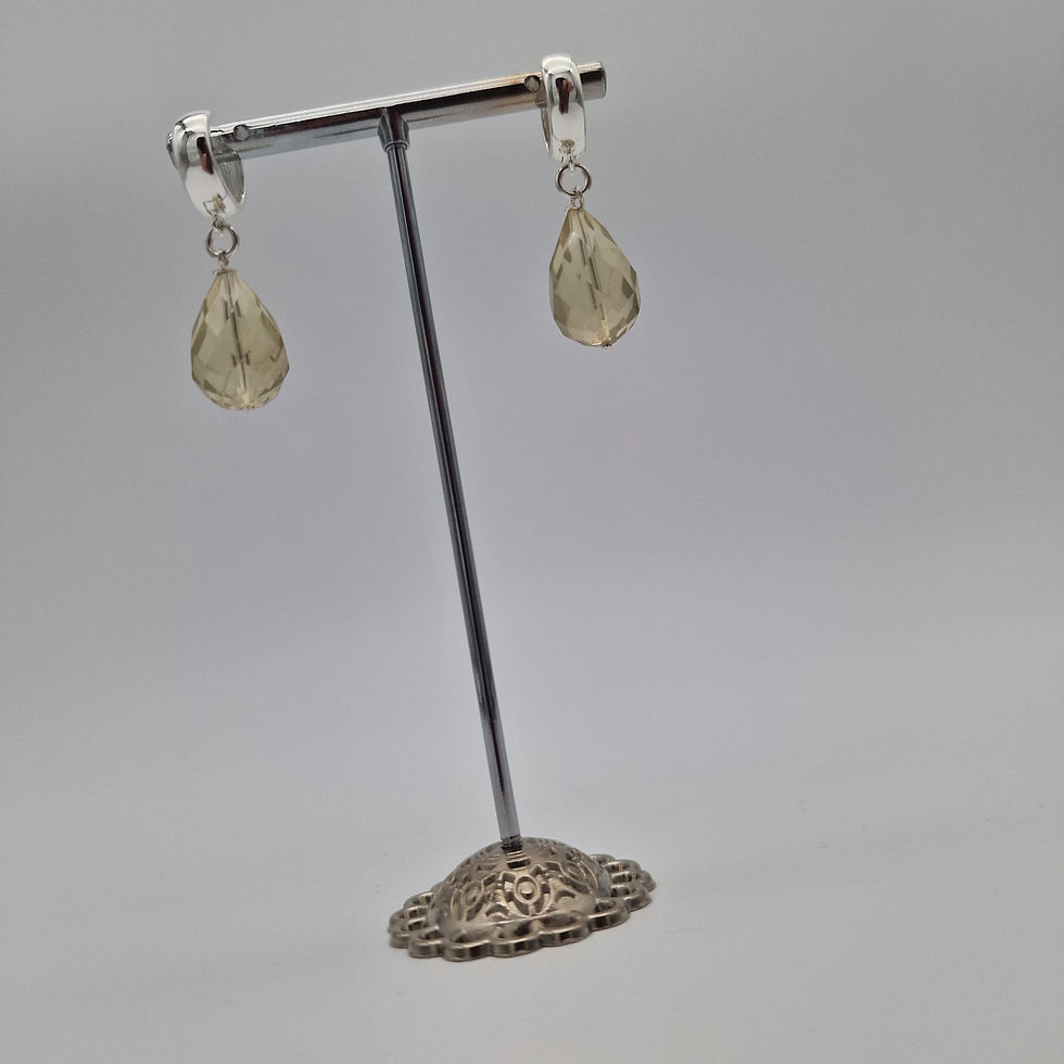 Thumbnail: Lemon quartz silver hoop earrings