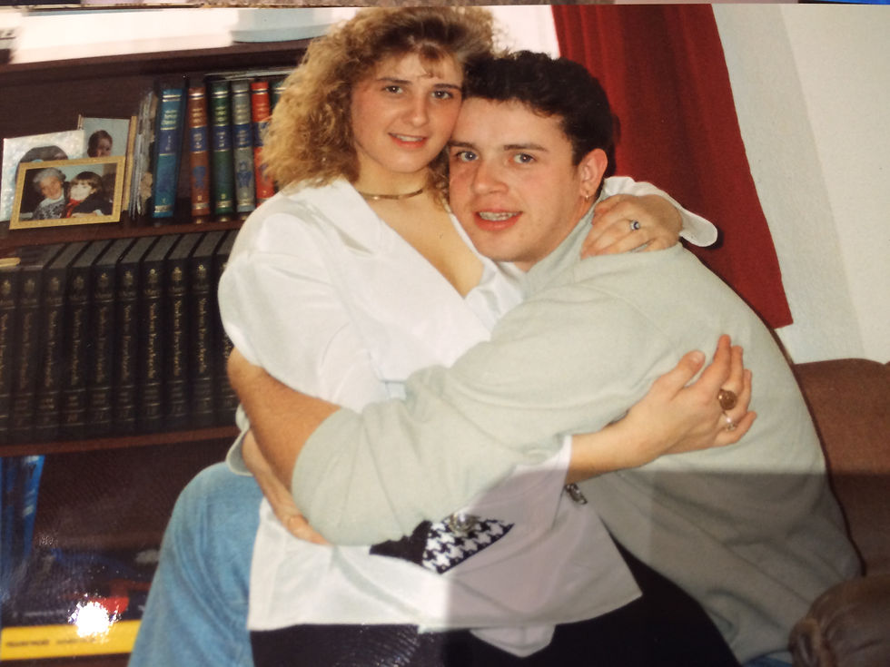 Sian Belton & Christopher Johnson holding a lovely cuddle back in the 80's