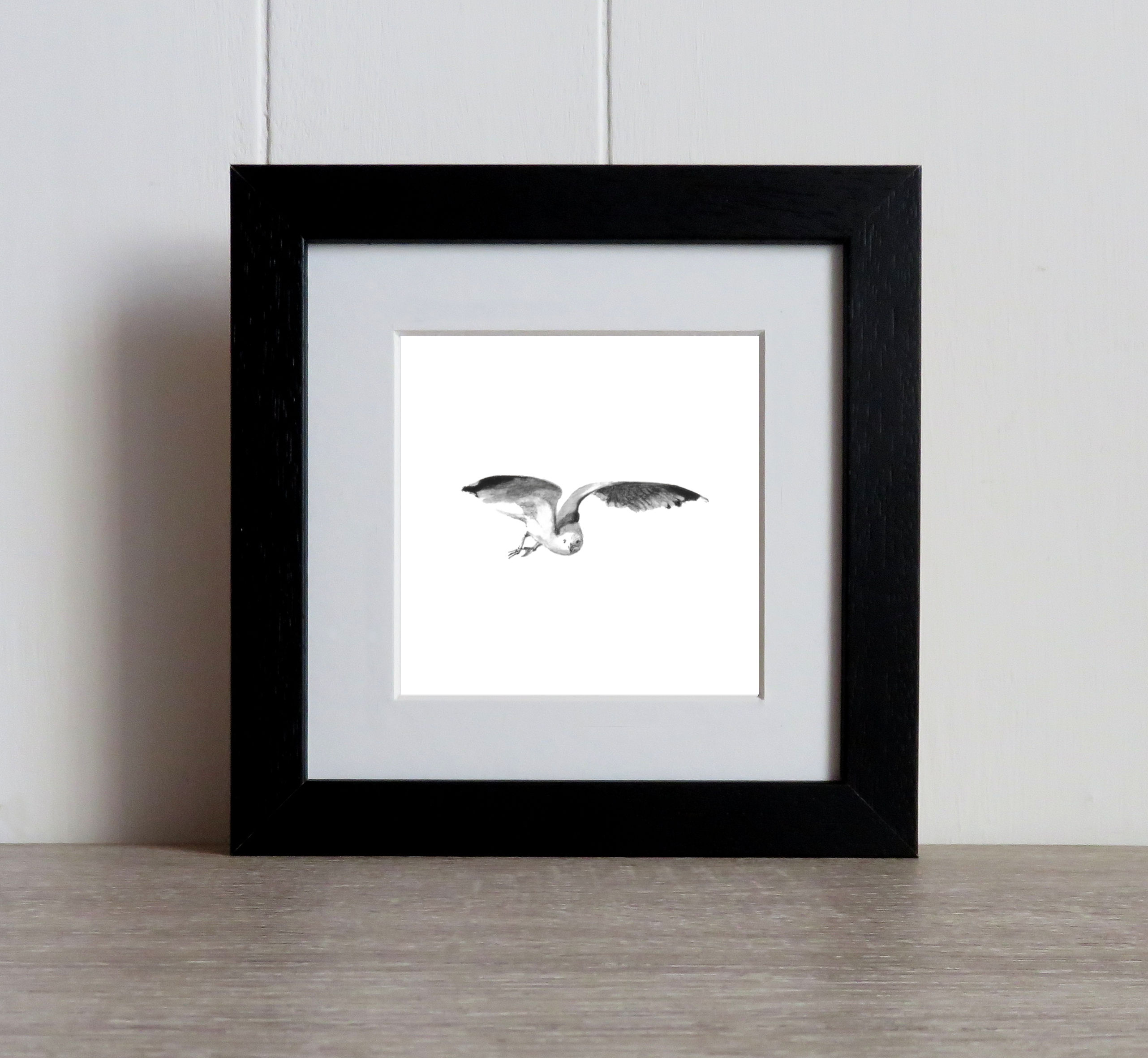 Herring Gull Original Hand Drawn Artwork in Black Frame