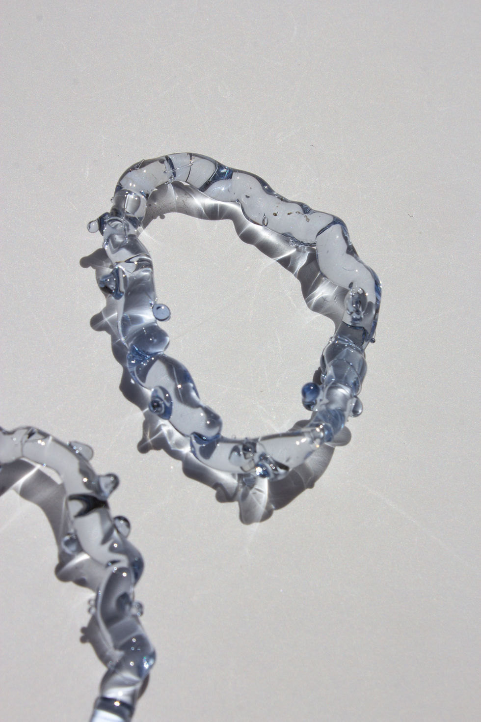 Thumbnail: One-of-a-kind Translucent Light Sky Blue Glass Earrings with Sky Blue Details
