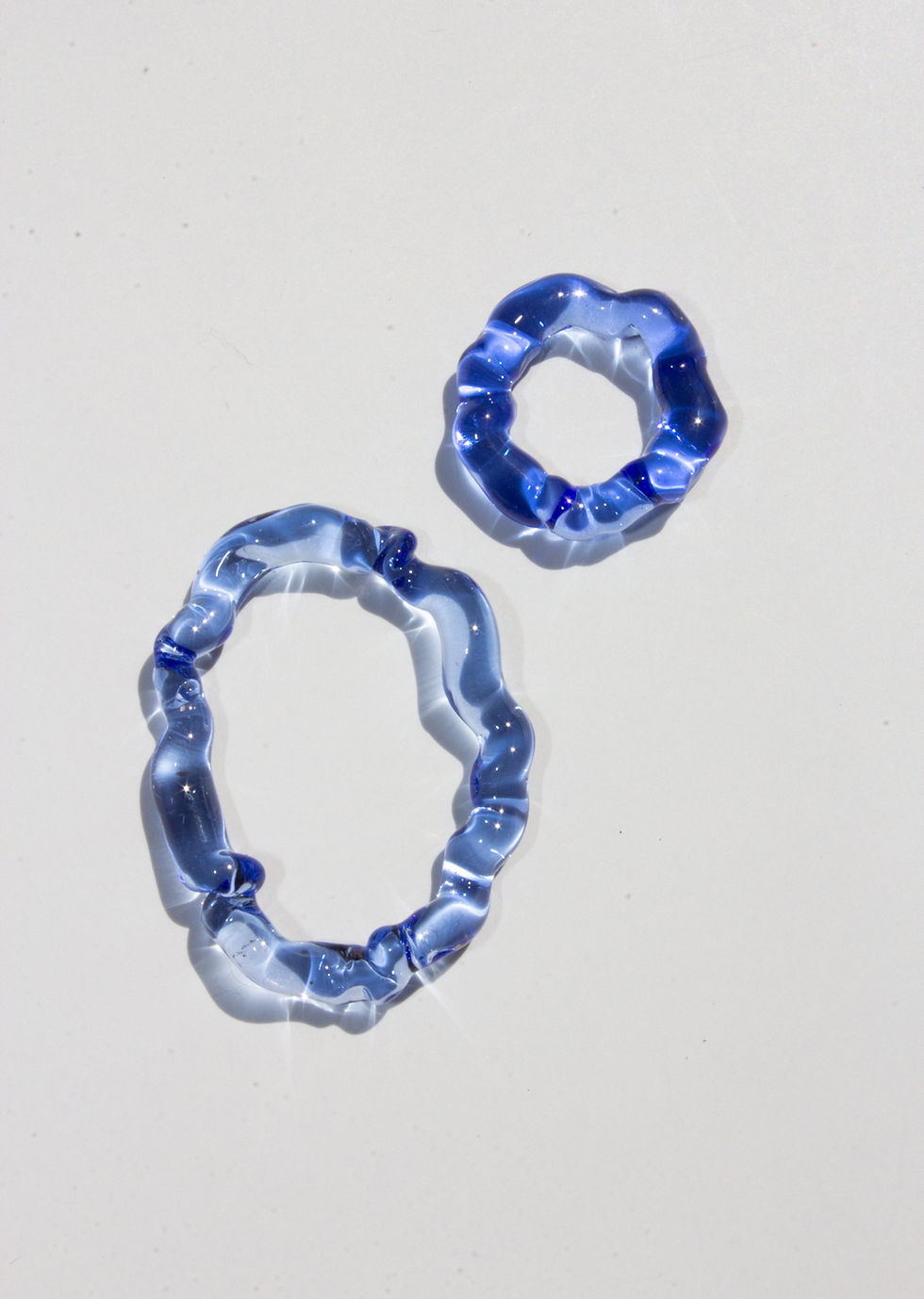 Thumbnail: One-of-a-kind translucent ocean blue glass earrings