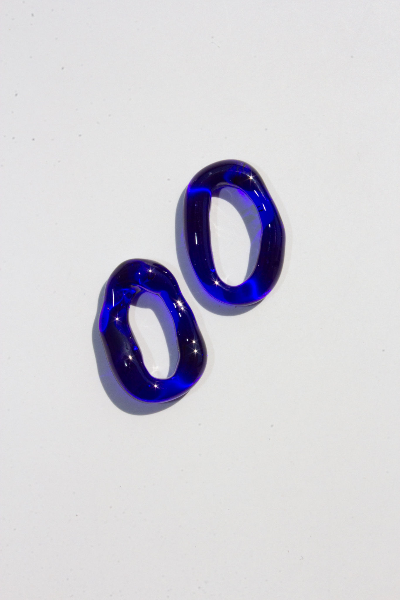One-of-a-Kind Translucent Deep Blue Glass Earrings