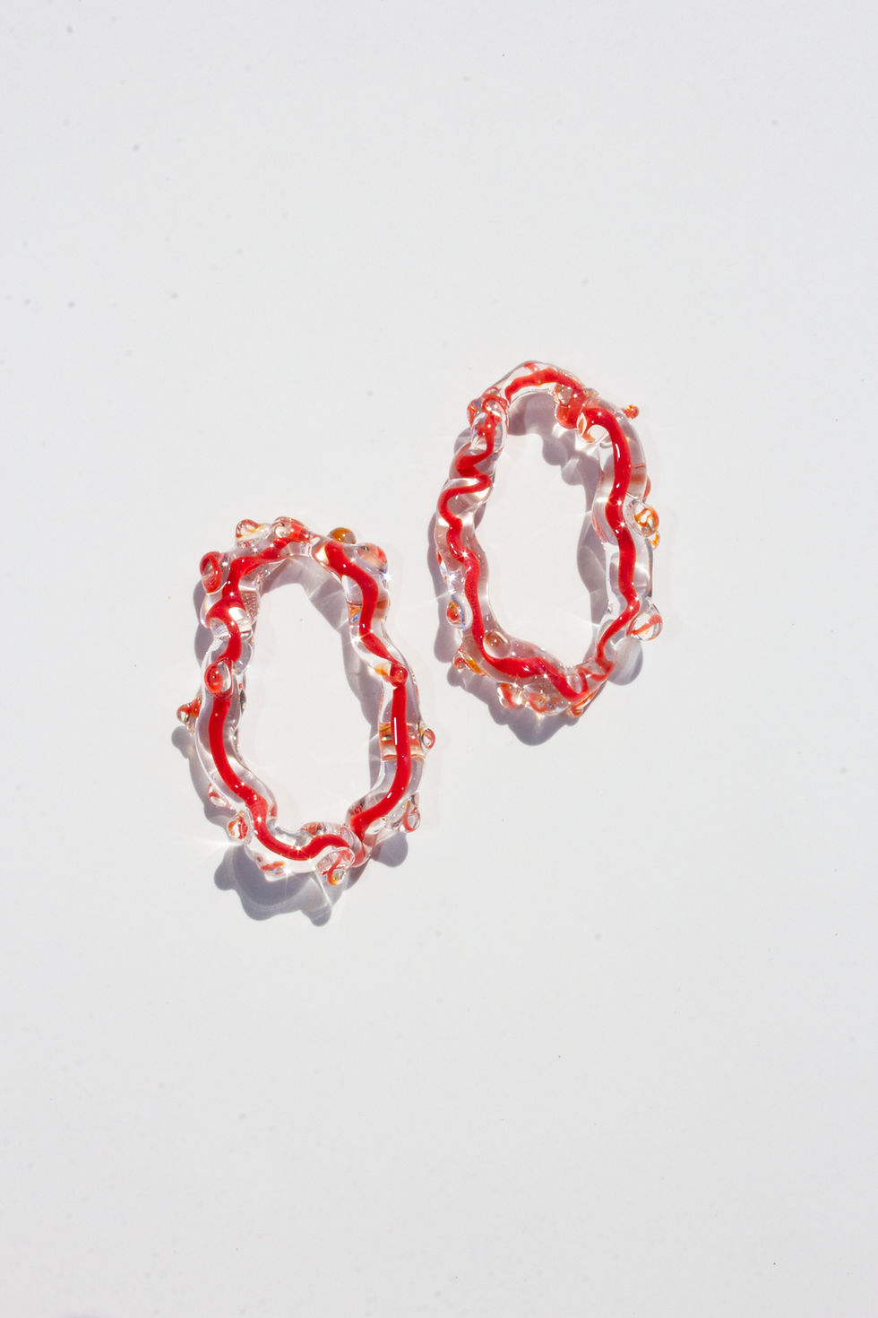 Thumbnail: Perfect One-of-a-Kind Translucent Red Glass Earrings