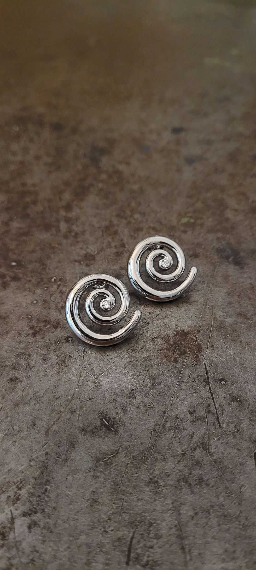 Thumbnail: Spiral Silver Stud Earrings