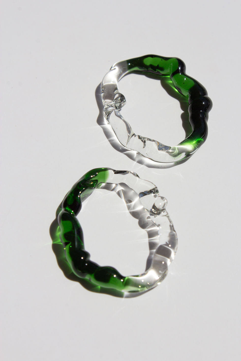Thumbnail: One-of-a-kind Translucent Fairy Forest Green Glass Earrings