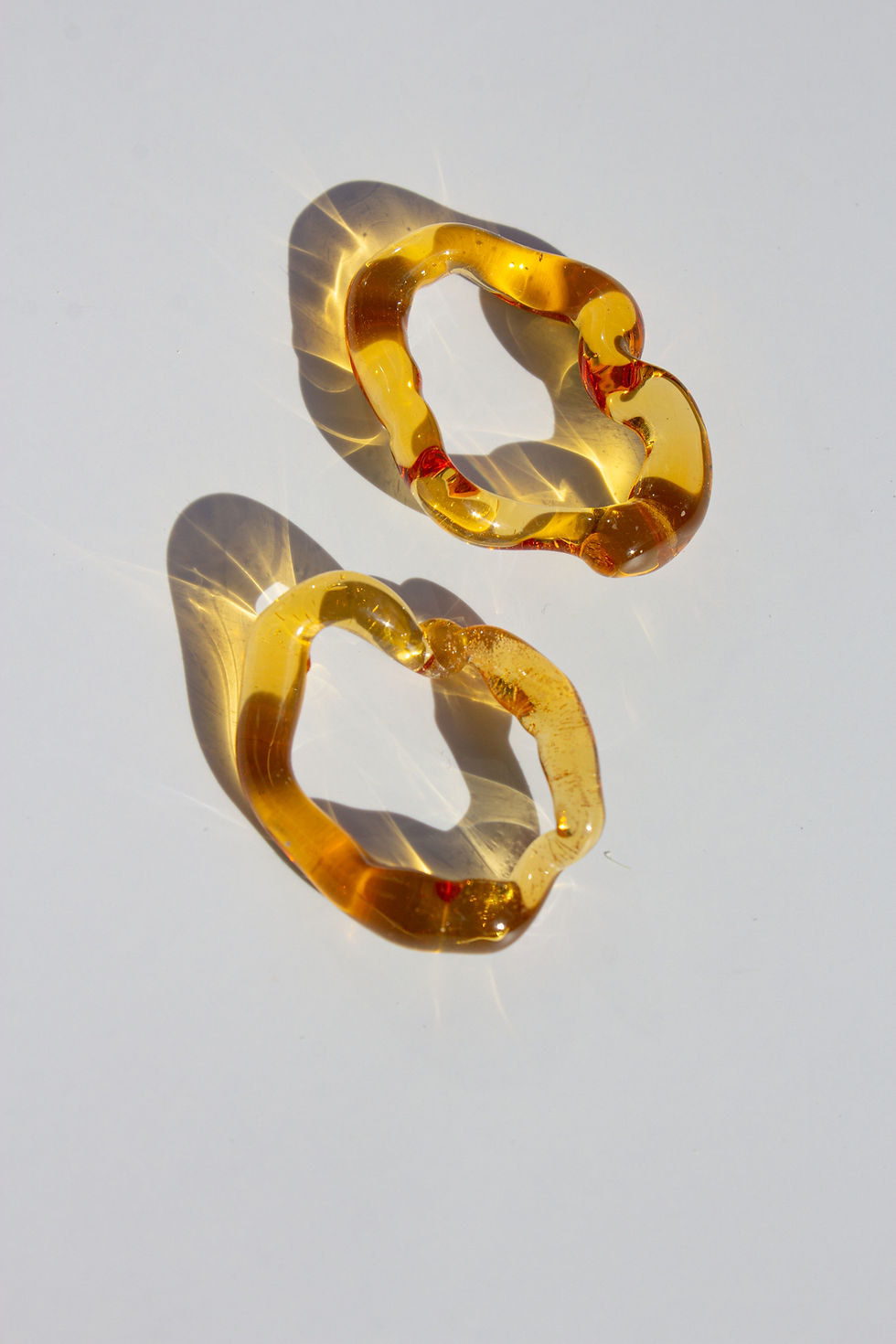 Thumbnail: One-of-a-kind Translucent Honey Orange Glass Earring