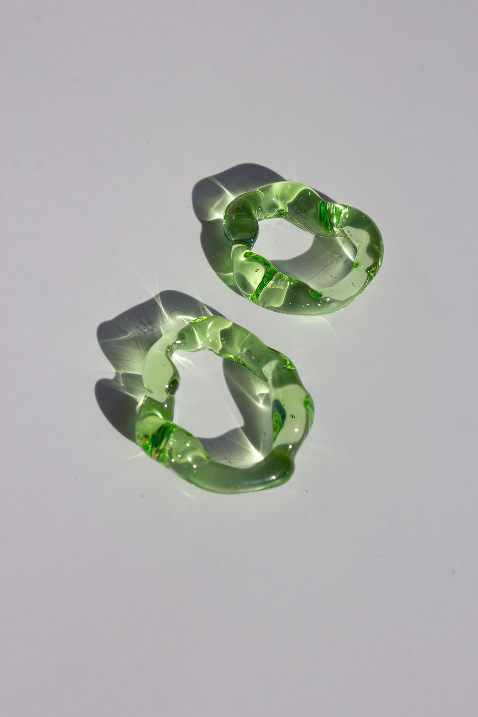 Thumbnail: One-of-a-kind Translucent Fairy Forest Green Glass Earrings