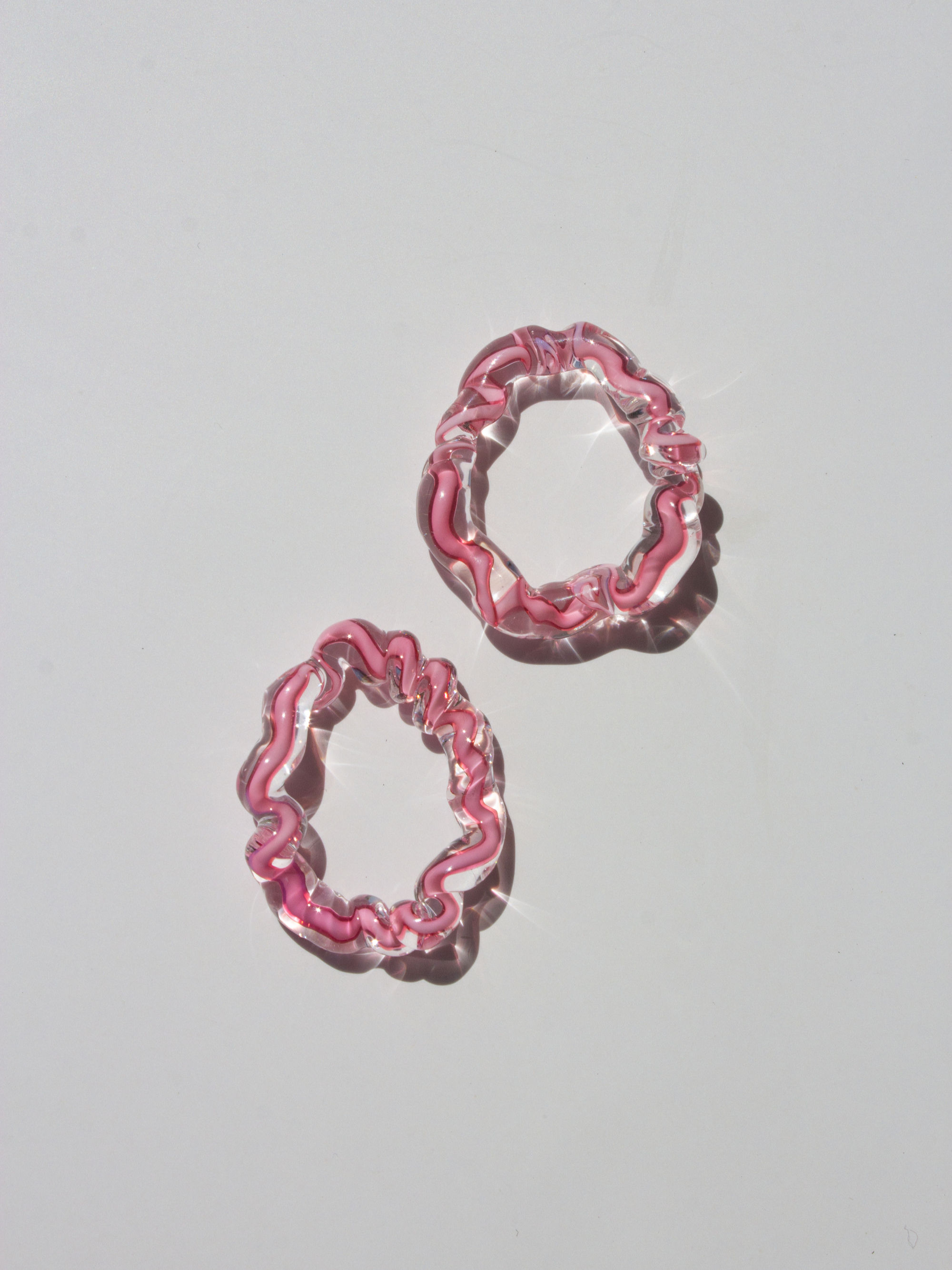 One-of-a-kind Translucent Rose Glass Earrings