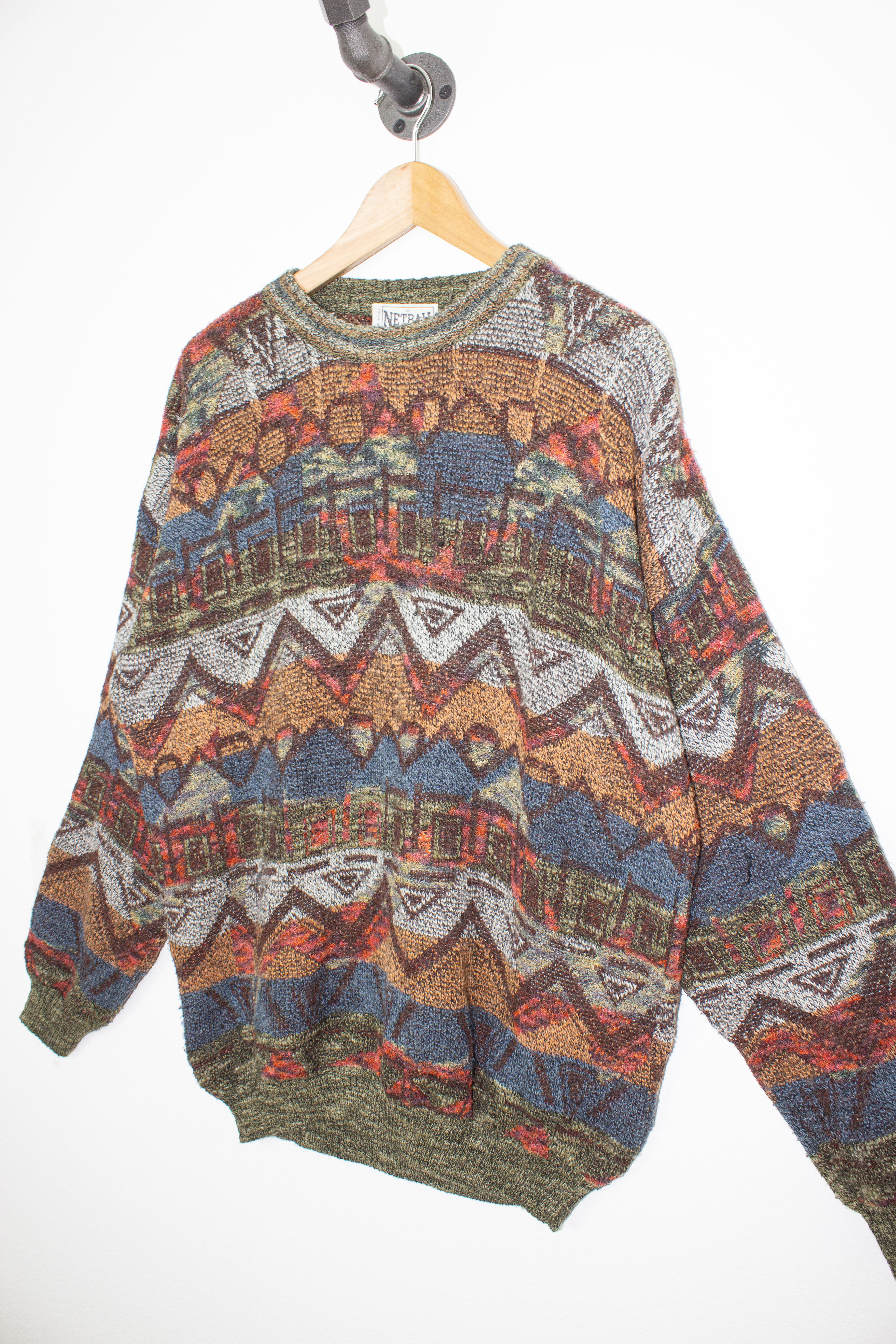 Amazing Vintage Sweater with Colorful Patterns