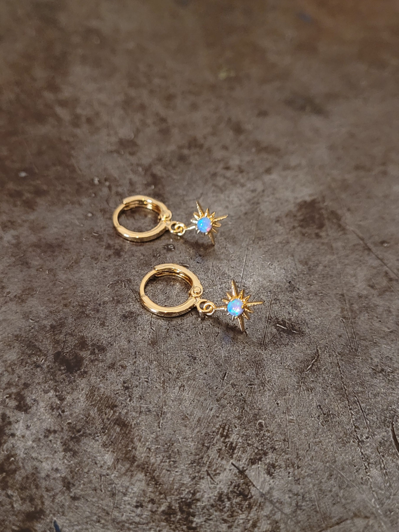 Aurora Collection Gold Earrings with Opal Stone
