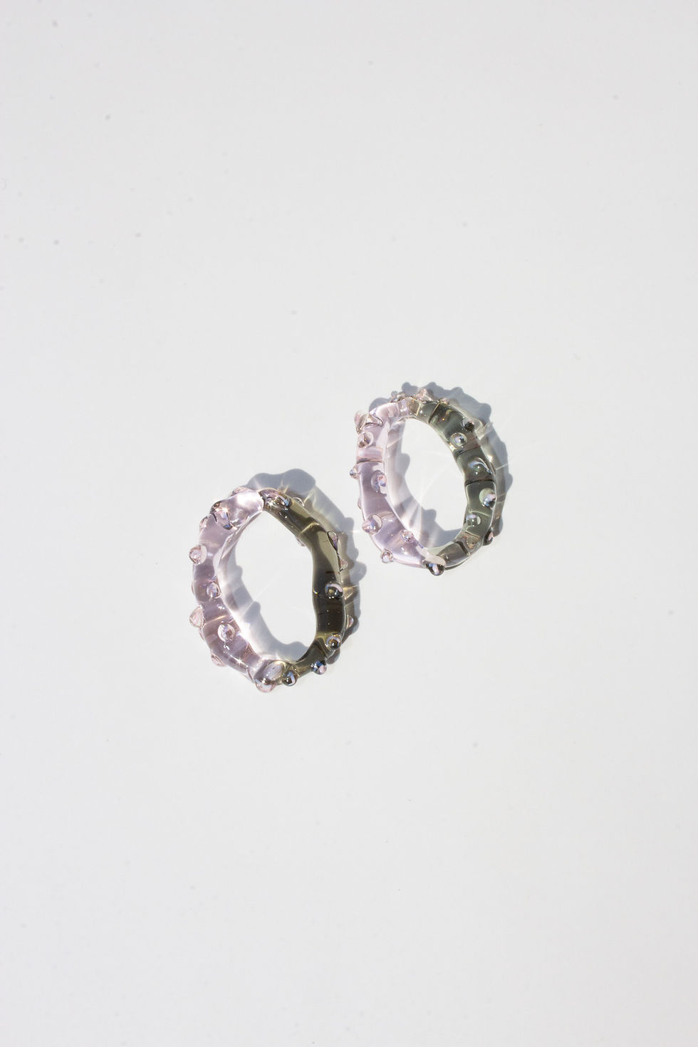 Thumbnail: One-of-a-kind rosa and greyish green glass earrings