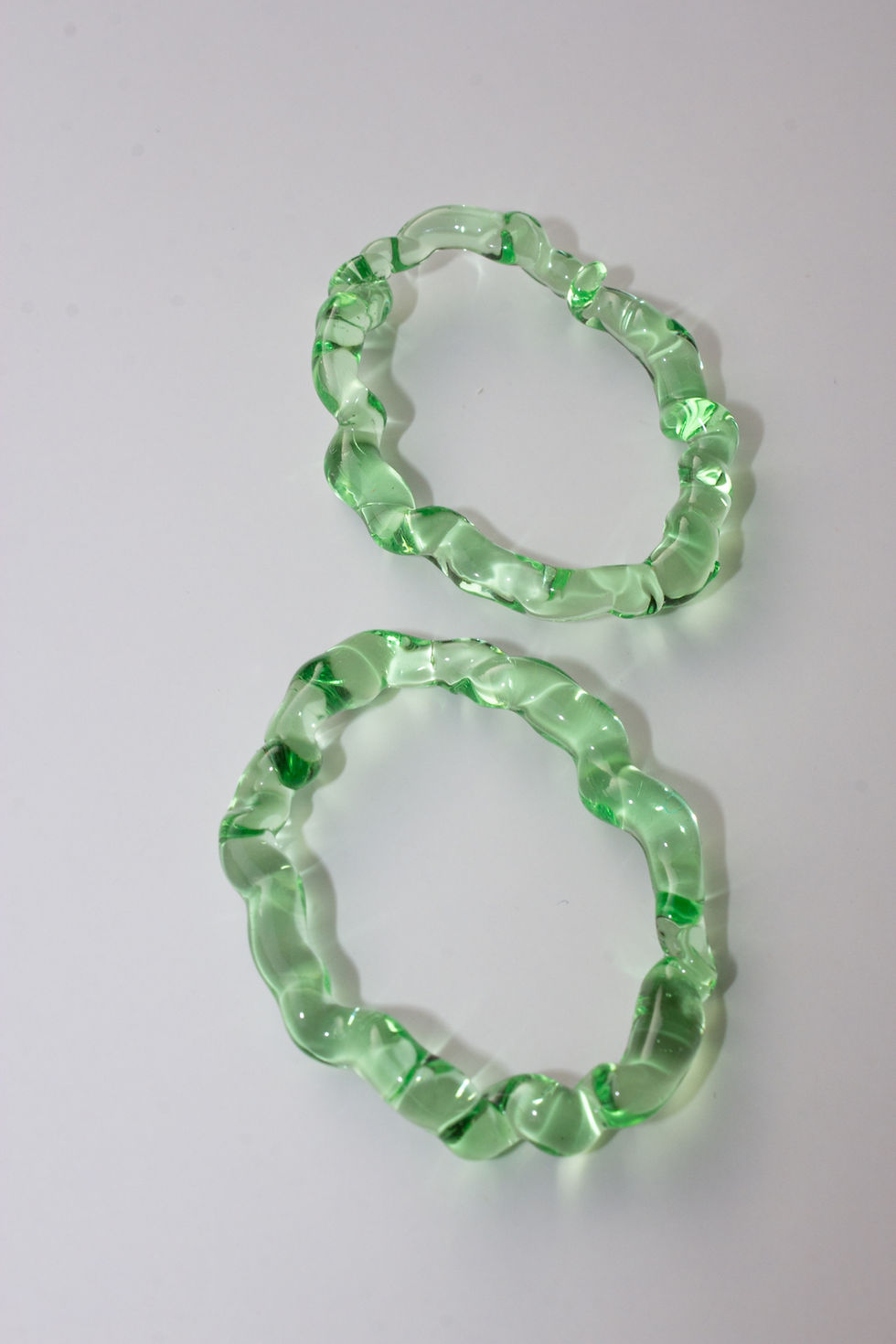 Thumbnail: One-of-a-kind Translucent Fairy Forest Green Glass Earrings