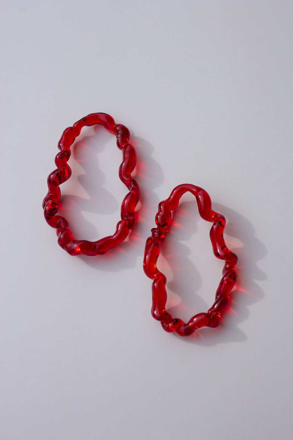 Thumbnail: One-of-a-Kind Translucent Cherry Red Glass Earrings
