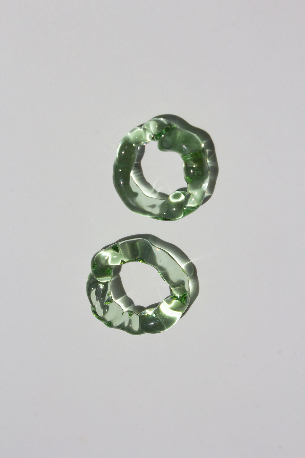 Thumbnail: One-of-a-kind Translucent Fairy Forest Green Glass Earrings