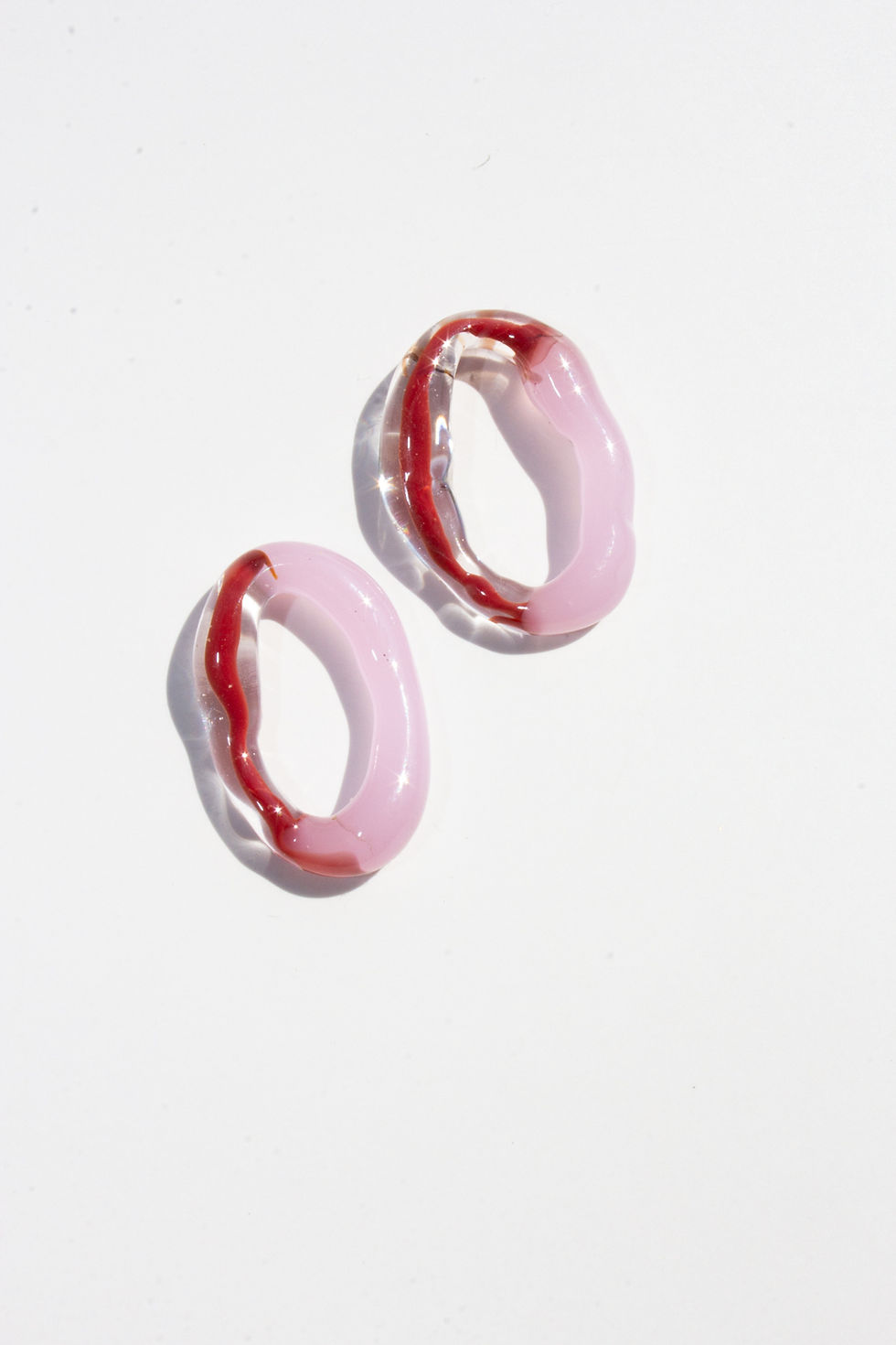 Thumbnail: One-of-a-Kind Rose and Red Glass Earrings