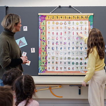 Foto mit XXL-Poster in der Schule