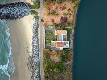 Modern beach house in Karnataka designed with natural materials and open spaces