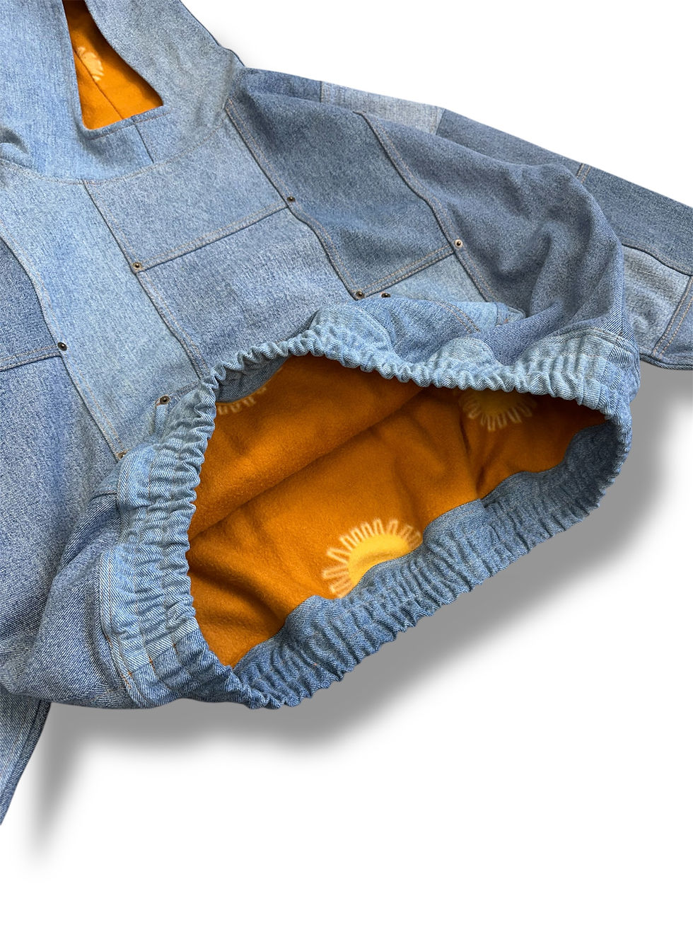 Thumbnail: Denim Patchwork Hoodie, Size XL