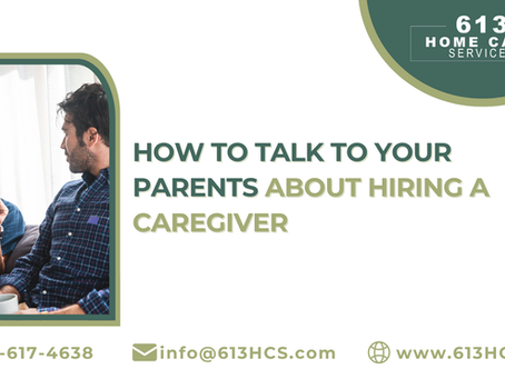 Dad & son talking about elderly home care services