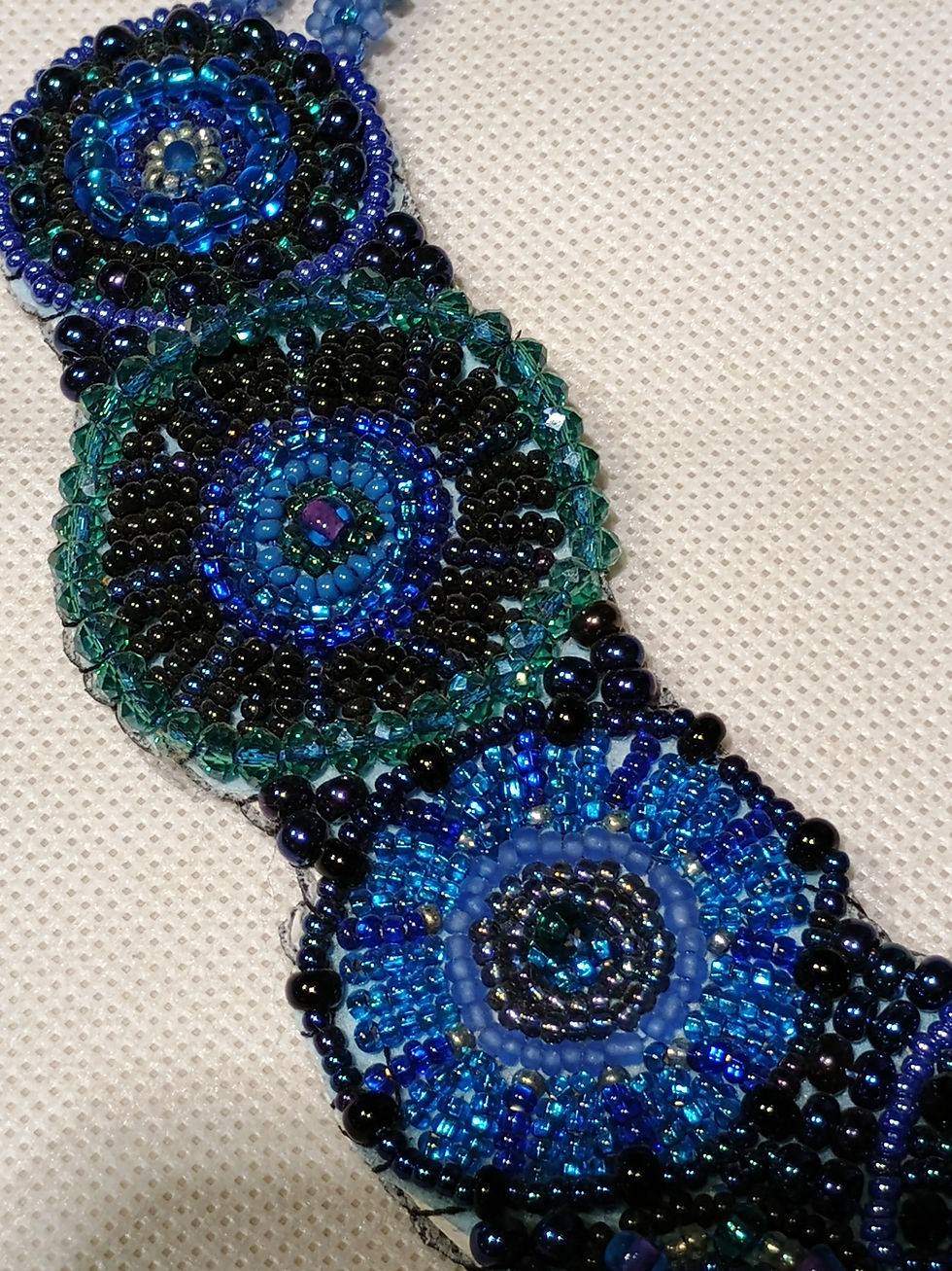 Thumbnail: Mayan hand beaded necklace metal clasp 