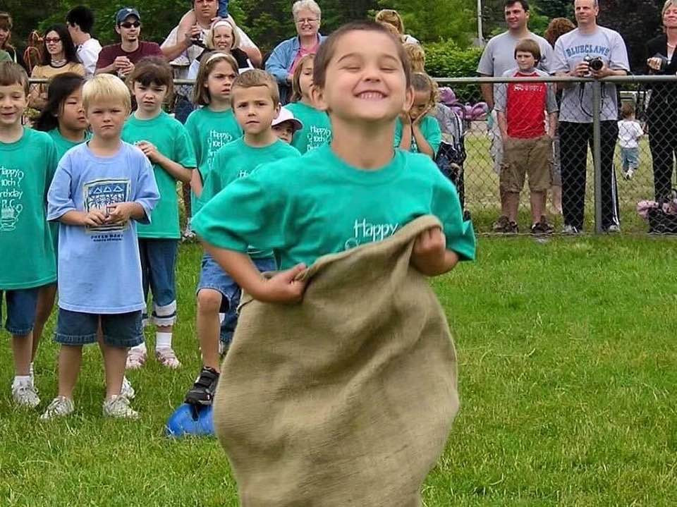 Jake participating in a field day event at school