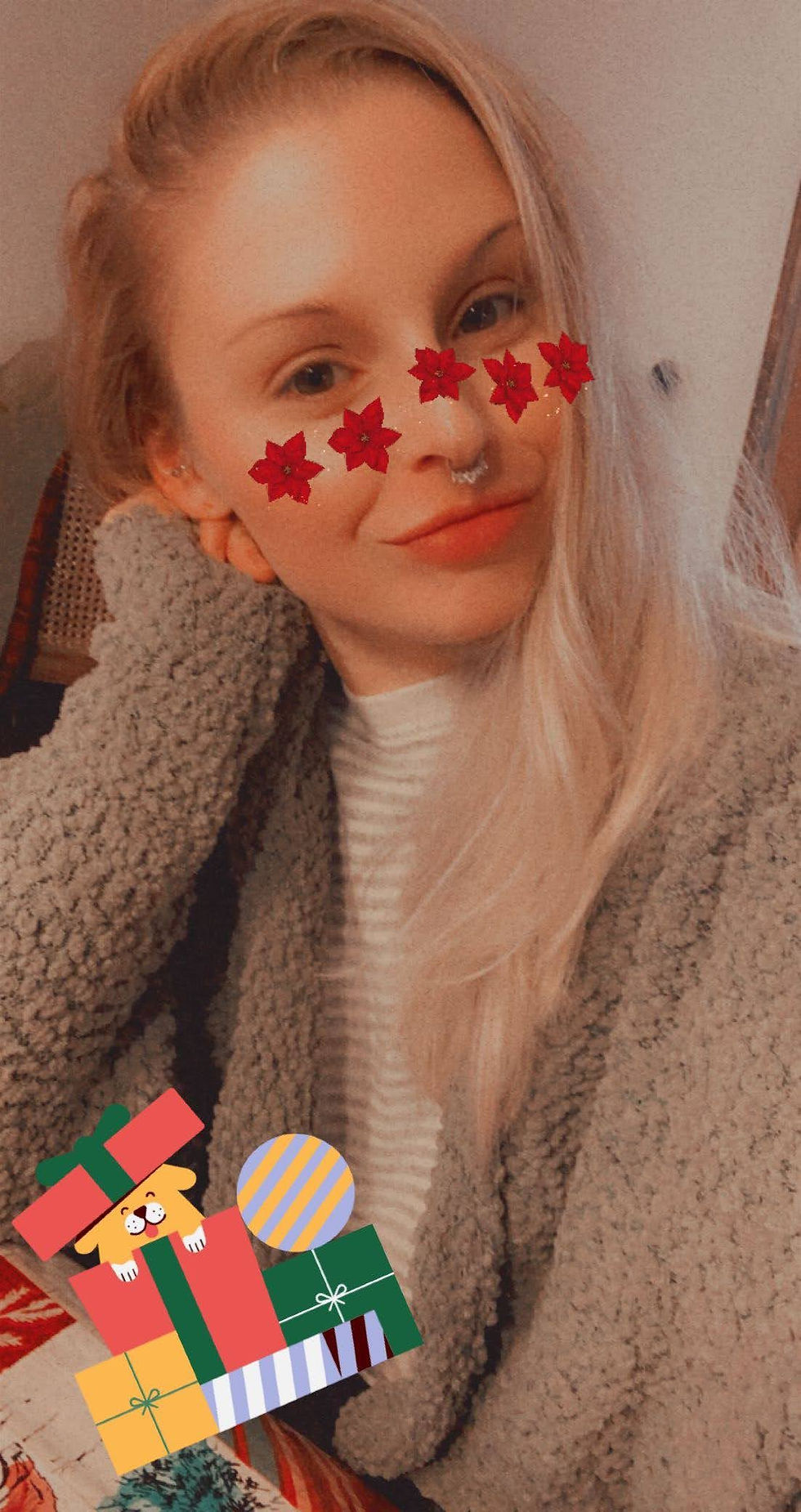 Me, messing around on Snapchat last Christmas