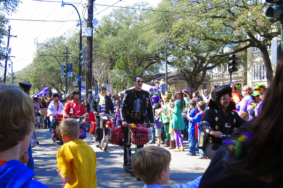 Members of the Krewe of the Rolling Elvis