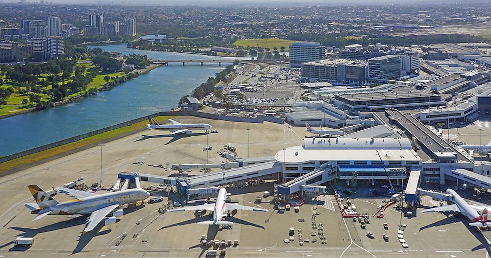 An aerial view of Sydney International Airport.