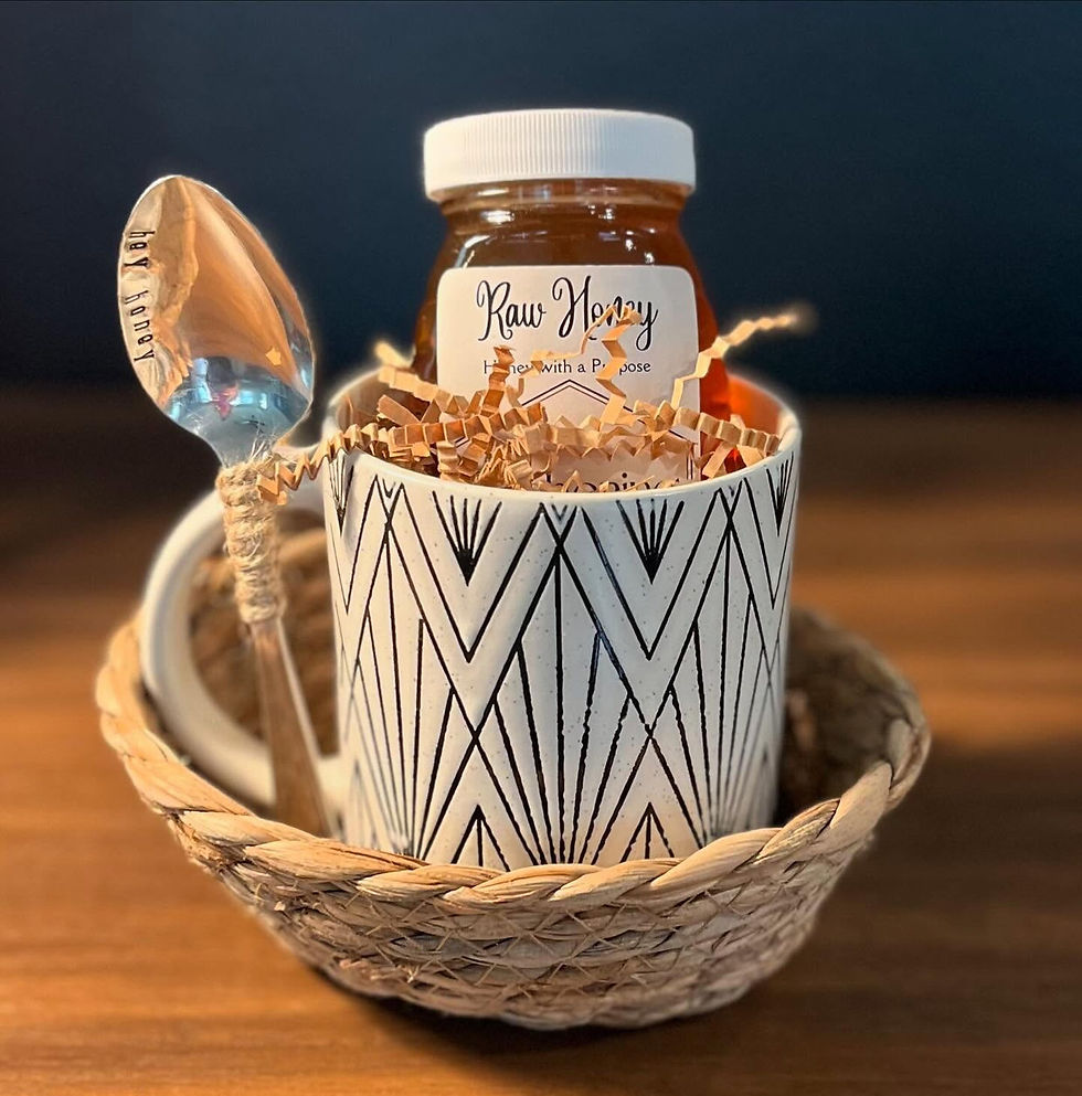 Photo: Now available at the Collective 103 shop you can find chocolate and cinnamon whipped honey and cute holiday gift baskets that make perfect holiday gifts for friends and family.
