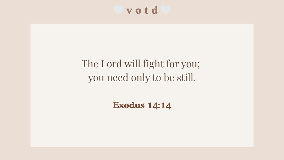 what this means to me is that no matter what, the Lord will be with you. He will fight for you, and he will always love you. You only need to be still to see that. Sometimes the quietest, stillest moments are the most impactful.