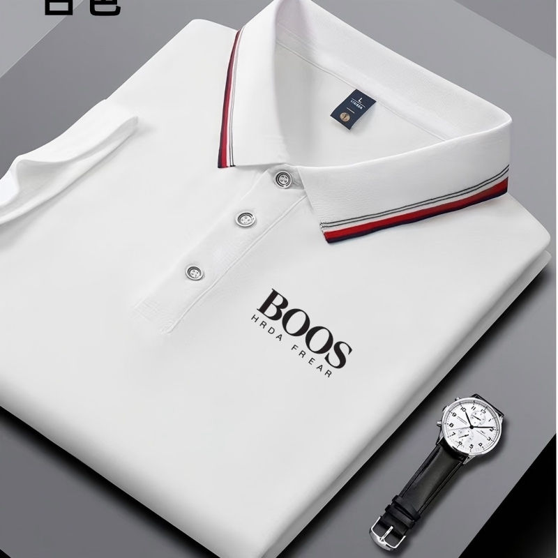 Embroidered New Men's Business Casual Short Sleeved Polo Shirt, Fashionable, Bre