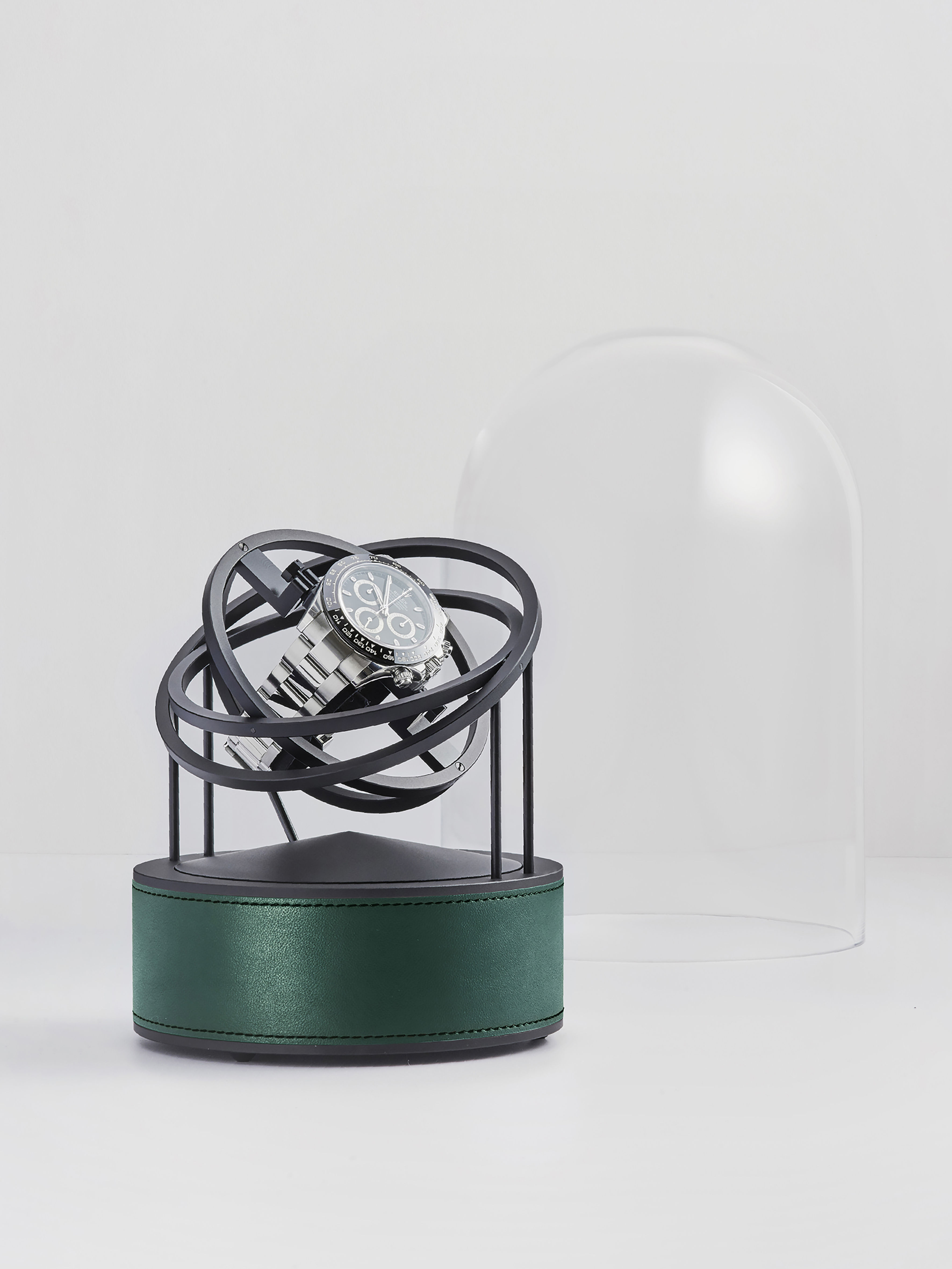 Black Rings - Black Base - Green Leather - 101060