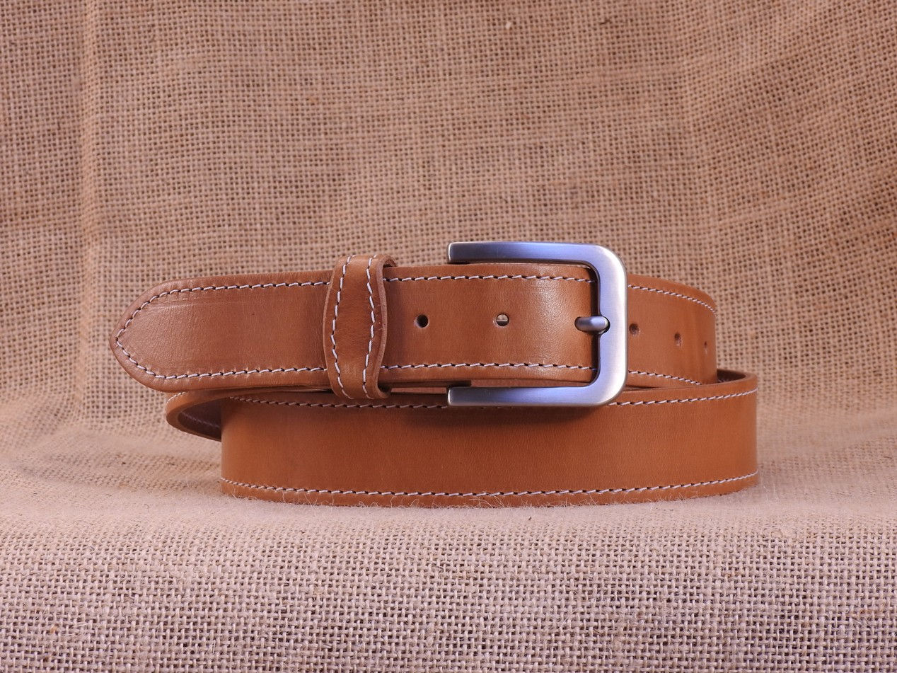 Kožený opasek, obšitý č.8, šířka 3,8 cm