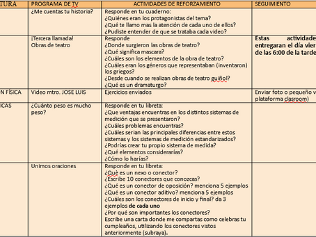 ACTIVIDADES 26 DE AGOSTO 2020