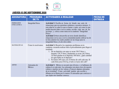 TAREAS DE 3 DE SEPTIEMBRE 2020