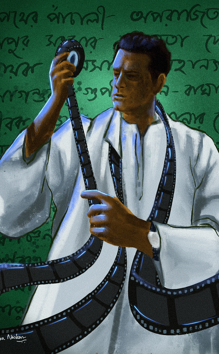 Filmmaker Satyajit Ray portrait illustration
