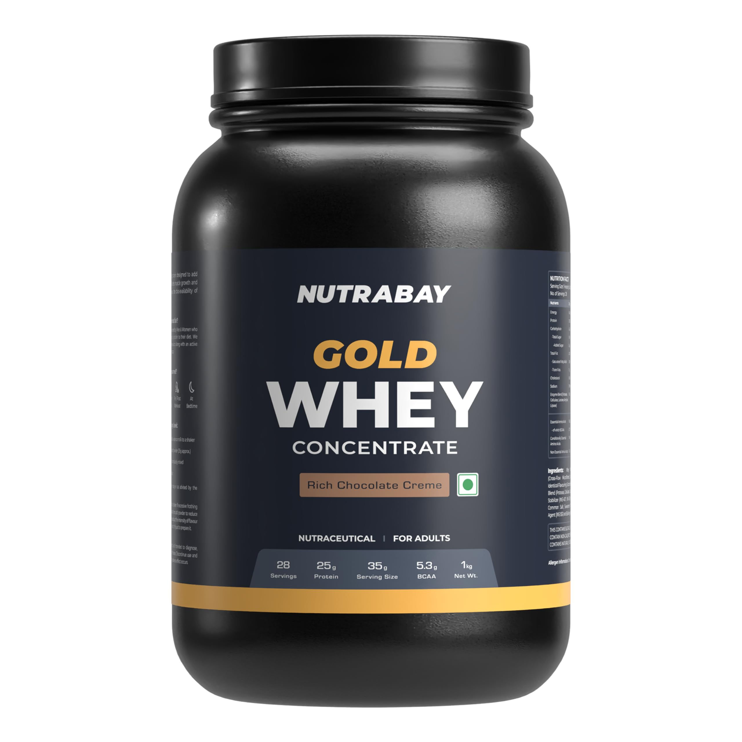 Nutrabay Gold Whey Protein Concentrate with Digestive Enzymes 25g Protein, 5....