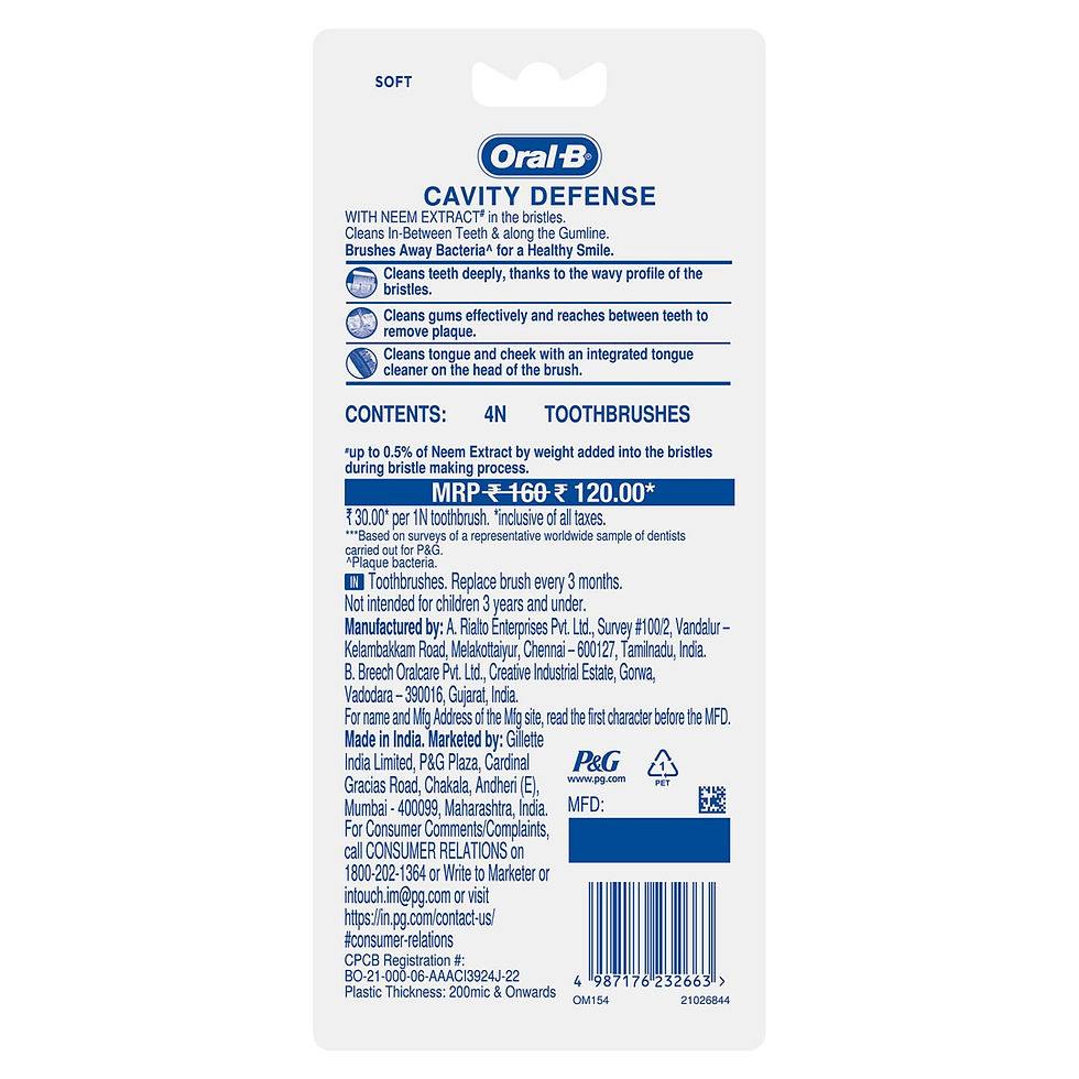 Thumbnail: Oral-B Procter & Gamble Cavity Defense Soft Manual Toothbrush For Adults, Nee...