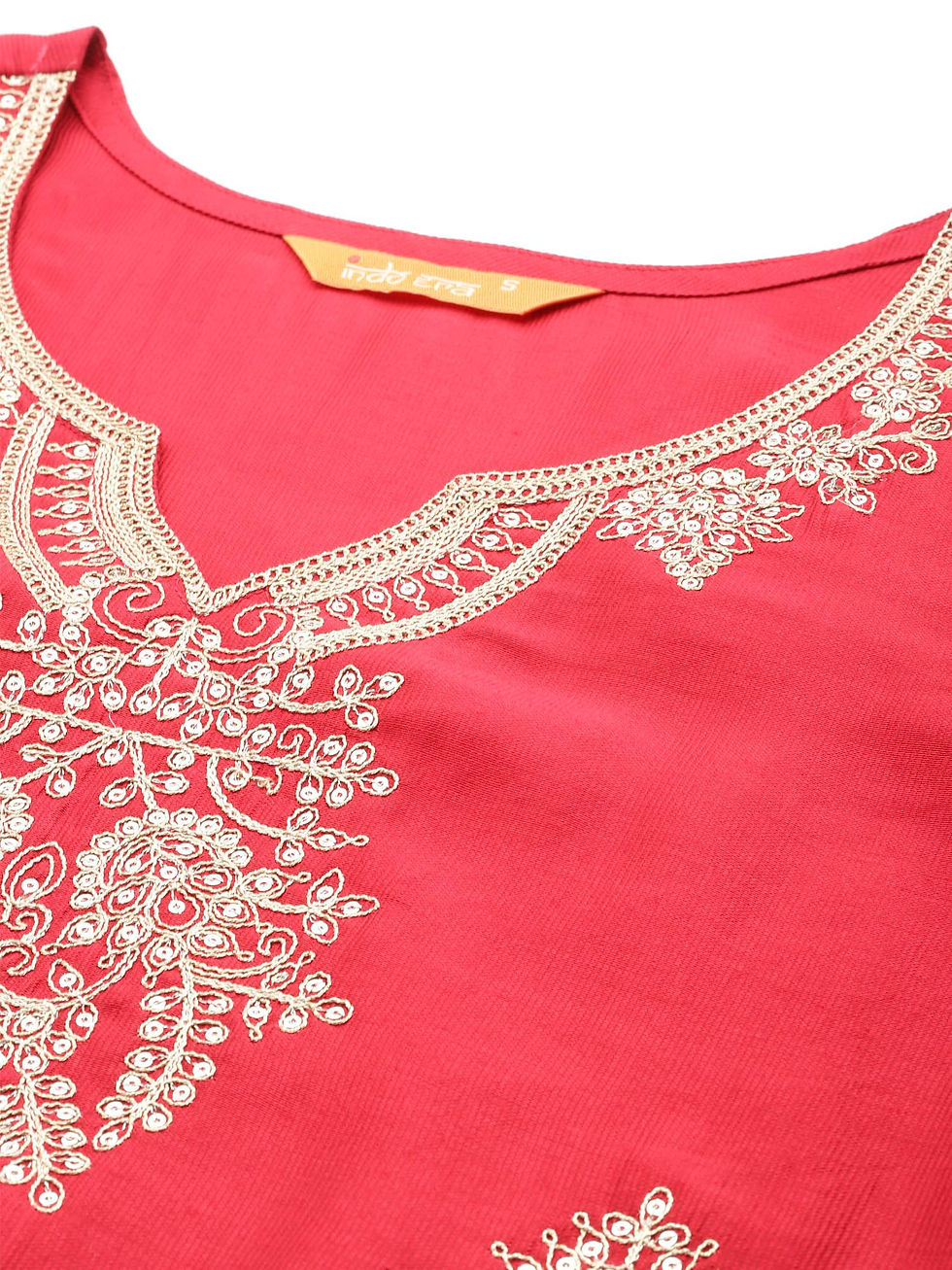 Thumbnail: INDO ERA Silk Blend Women's Embroidered Straight Kurta Pant with Dupatta Set ...