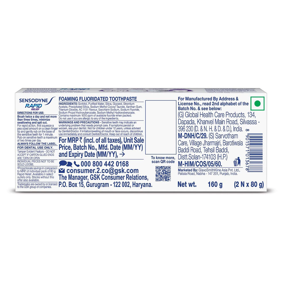 Thumbnail: Sensodyne Toothpaste Rapid Relief | Fast Sensitivity Relief Tooth Paste Combo...
