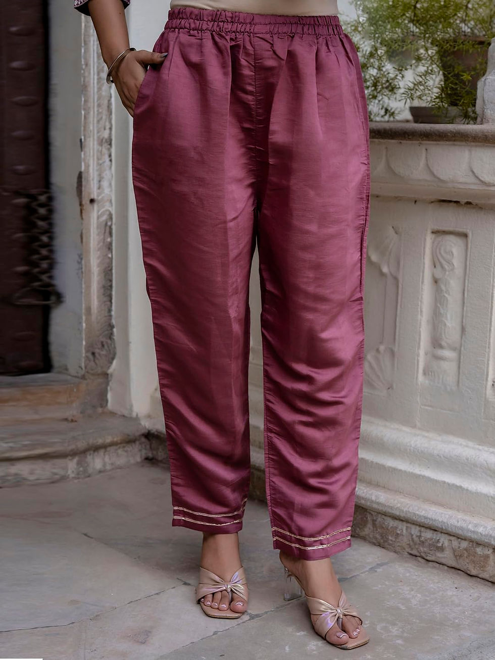 Thumbnail: VredeVogel Women’s Viscose Roman Silk Embroidery Straight Kurta Pant with Dup...