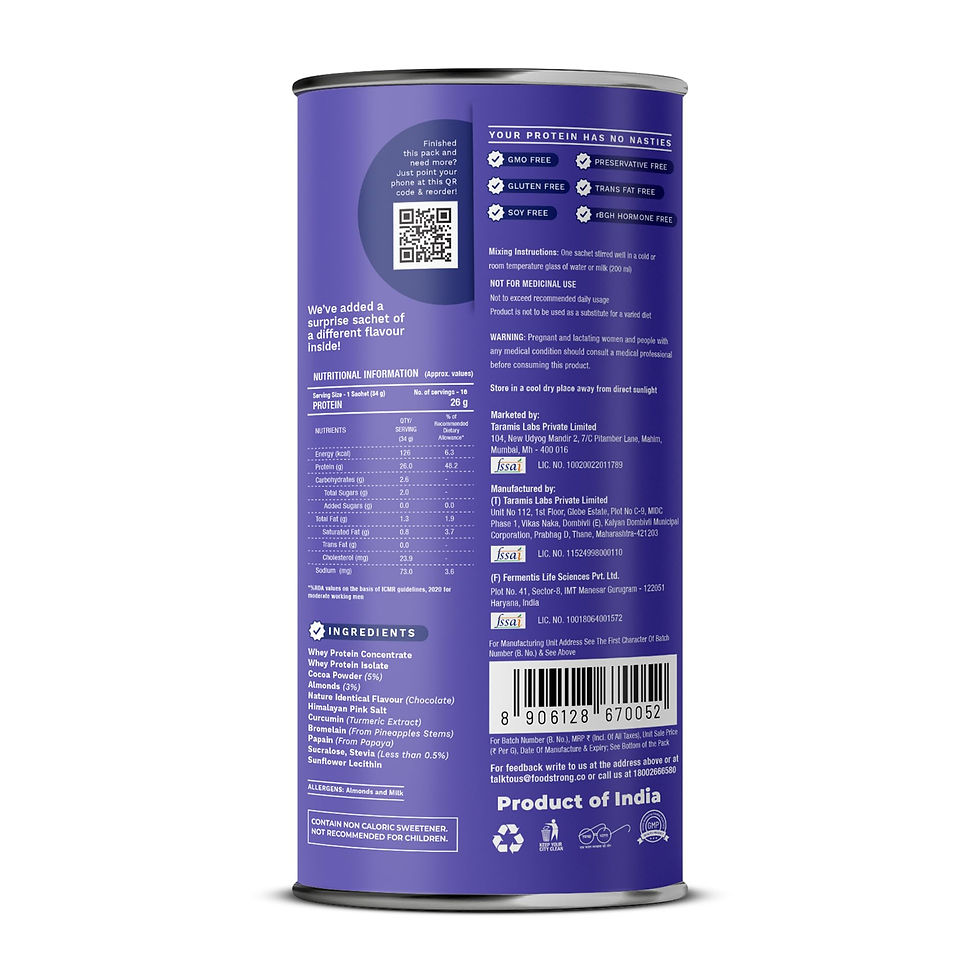 Thumbnail: Foodstrong Whey Protein Powder (Concentrate + Isolate), 100% Hormone Free Gra...