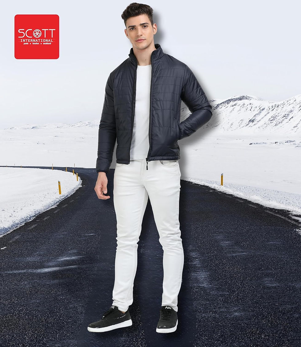 Thumbnail: Scott International Winter Puffer Jacket | Mens Nylon Quilted standard length...