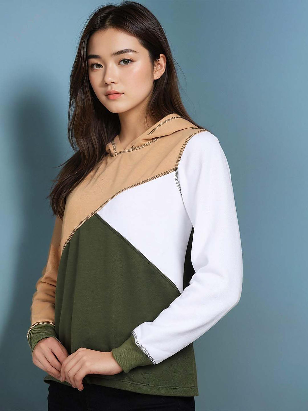 Thumbnail: KOTTY Women's Butterfly Print & Colorblock Hooded Sweatshirts(Multicolor,L)